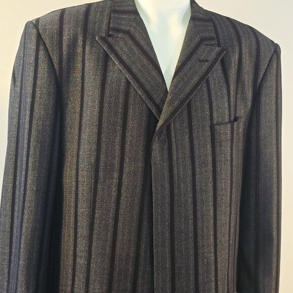 Giorgio Brutini Sport Coat Blazer Jacket Men’s 46L Charcoal Gray Black Striped - Picture 2 of 12